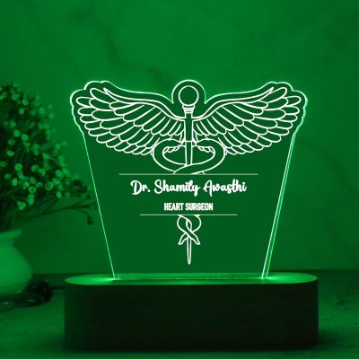 Personalized Doctor Lamp with Name & Logo  Lamp with Multicolored Light (Heart Surgeon)